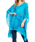 Sakkas Adalwin Third Tie Dye Desert Sun Circle Ponch Tunic Top Blouse W/Embroidery
