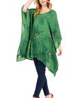 Sakkas Adalwin Third Tie Dye Desert Sun Circle Ponch Tunic Top Blouse W/Embroidery