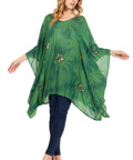 Sakkas Adalwin Third Tie Dye Desert Sun Circle Ponch Tunic Top Blouse W/Embroidery