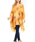 Sakkas Adalwin Third Tie Dye Desert Sun Circle Ponch Tunic Top Blouse W/Embroidery