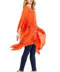 Sakkas Adalwin Third Tie Dye Desert Sun Circle Ponch Tunic Top Blouse W/Embroidery
