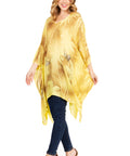 Sakkas Adalwin Third Tie Dye Desert Sun Circle Ponch Tunic Top Blouse W/Embroidery