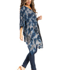Sakkas Adalwin Third Tie Dye Desert Sun Circle Ponch Tunic Top Blouse W/Embroidery