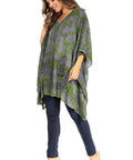 Sakkas Adalwin Third Tie Dye Desert Sun Circle Ponch Tunic Top Blouse W/Embroidery