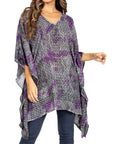Sakkas Adalwin Third Tie Dye Desert Sun Circle Ponch Tunic Top Blouse W/Embroidery