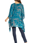 Sakkas Adalwin Third Tie Dye Desert Sun Circle Ponch Tunic Top Blouse W/Embroidery