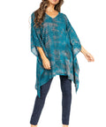 Sakkas Adalwin Third Tie Dye Desert Sun Circle Ponch Tunic Top Blouse W/Embroidery