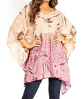 Sakkas Adalwin Third Tie Dye Desert Sun Circle Ponch Tunic Top Blouse W/Embroidery