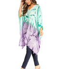 Sakkas Adalwin Third Tie Dye Desert Sun Circle Ponch Tunic Top Blouse W/Embroidery