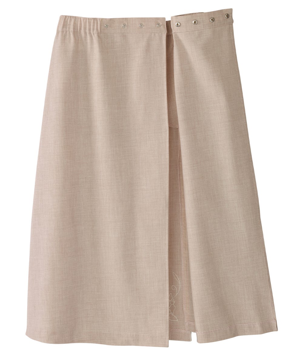 Women's Adaptive Open Back Embroidered Linen Skirt