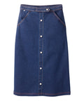 Women's Self Dressing Pull-On Denim Midi Skirt