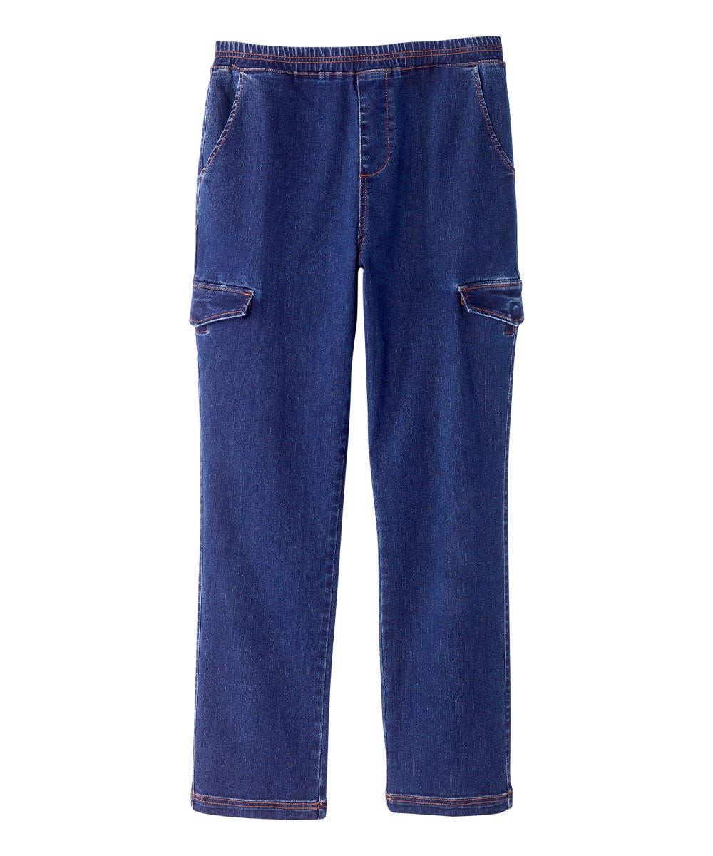 Men's Self Dressing Pull-on Jeans with Cargo Pockets
