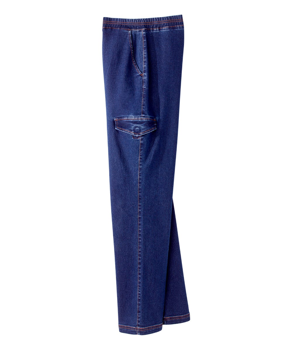 Men's Self Dressing Pull-on Jeans with Cargo Pockets