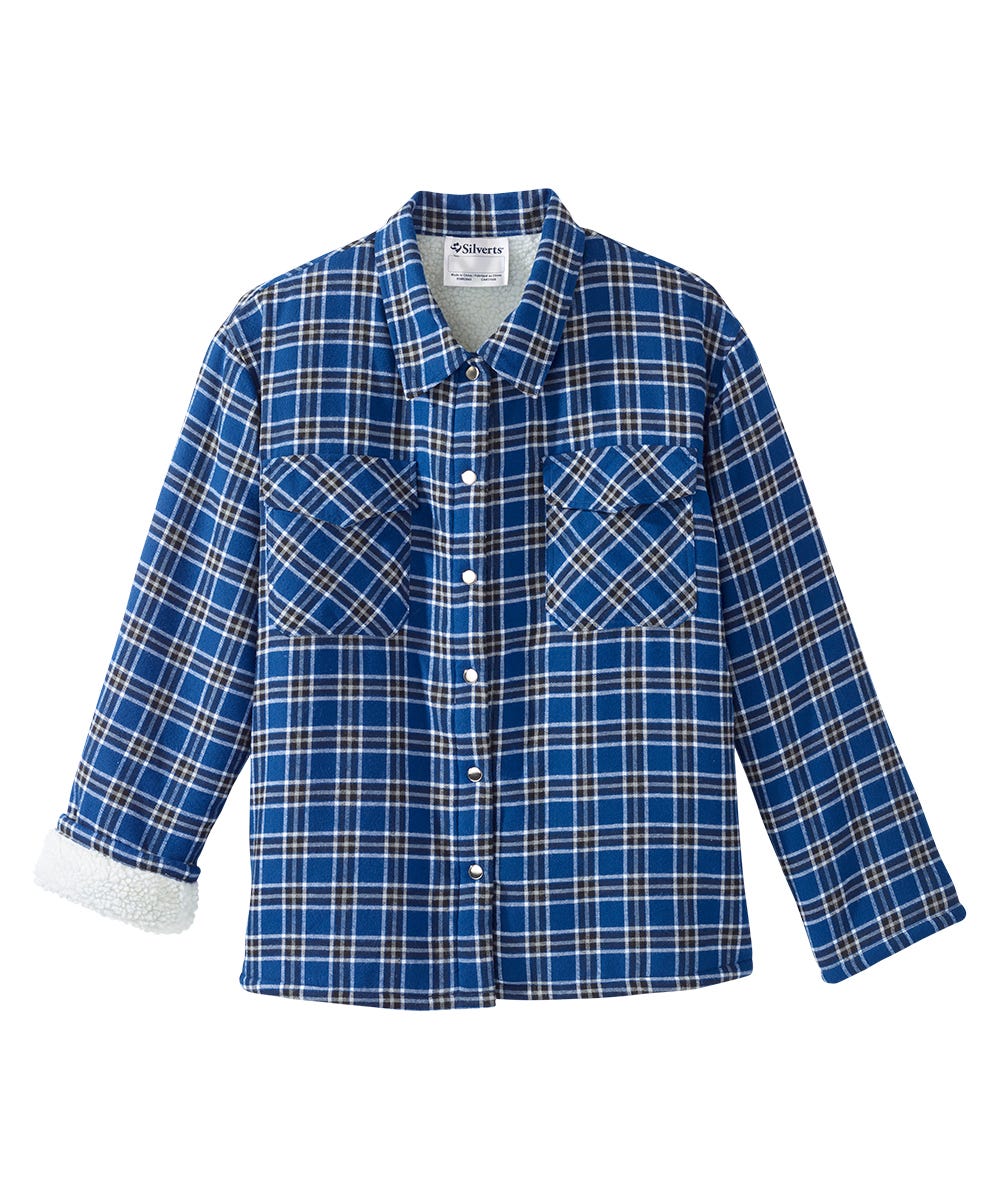 Men's Magnetic Closure Sherpa Lined Shirt Jacket