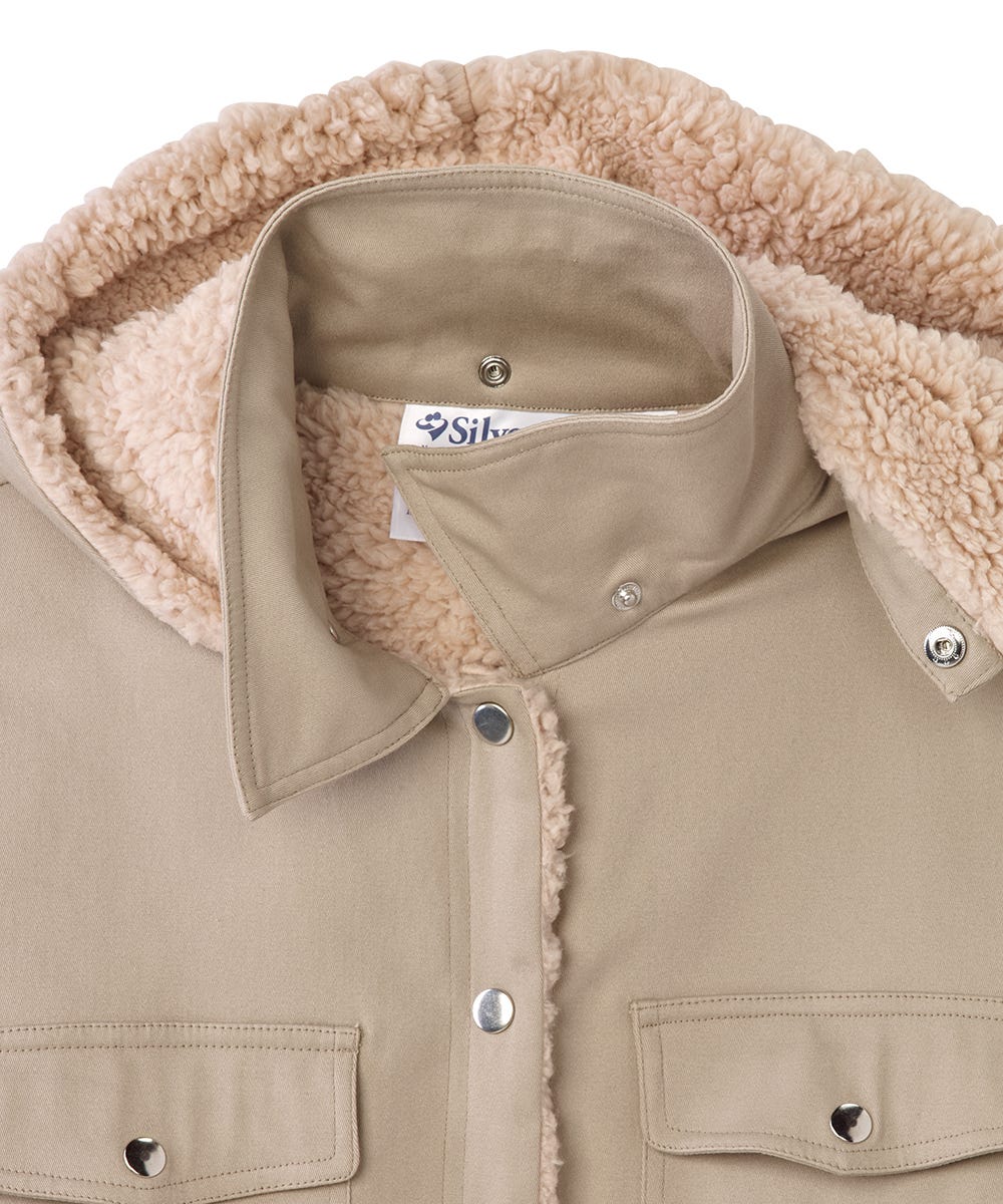 Men's Magnetic Closure Sherpa Shacket with Detachable Hood