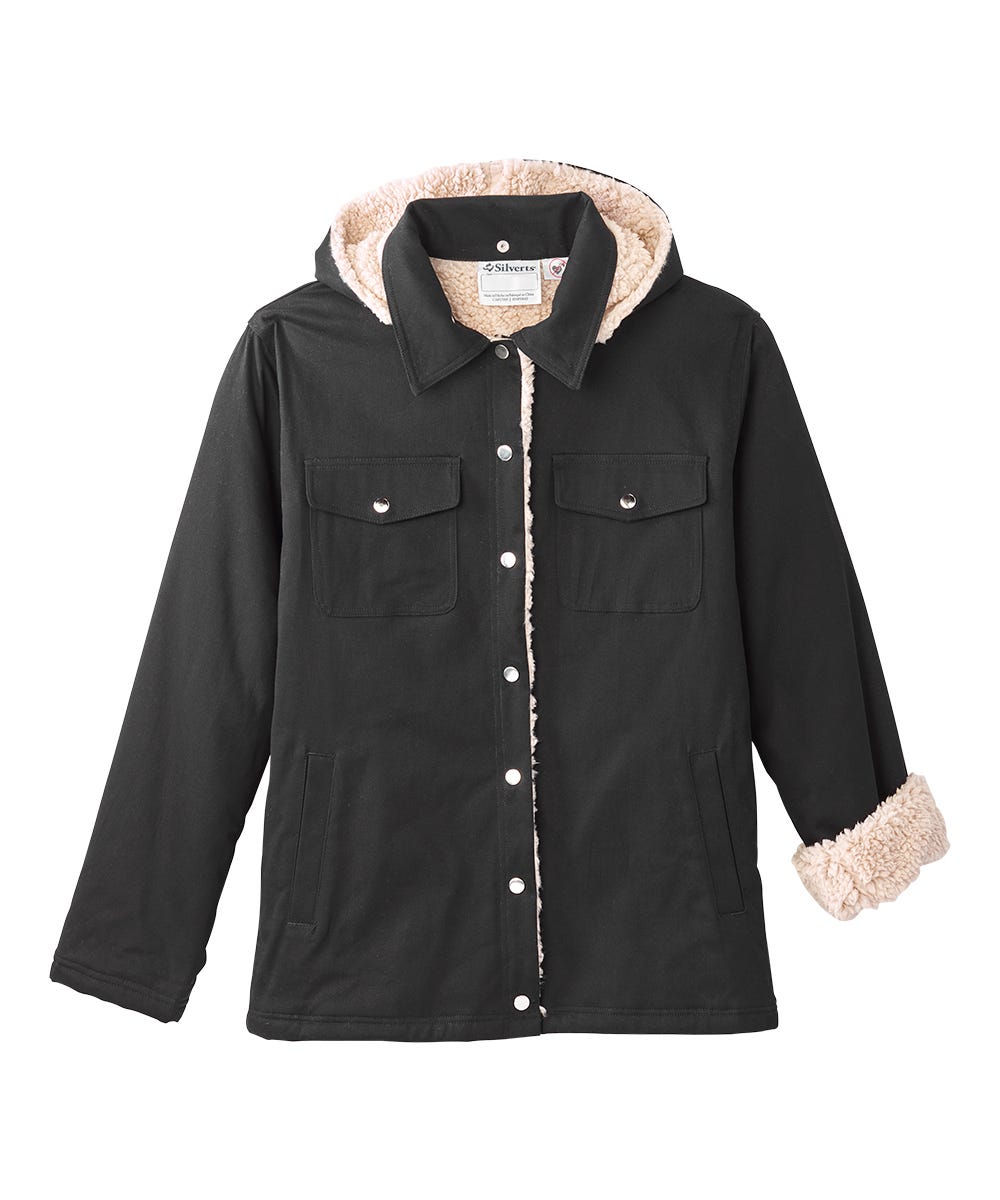Men's Magnetic Closure Sherpa Shacket with Detachable Hood