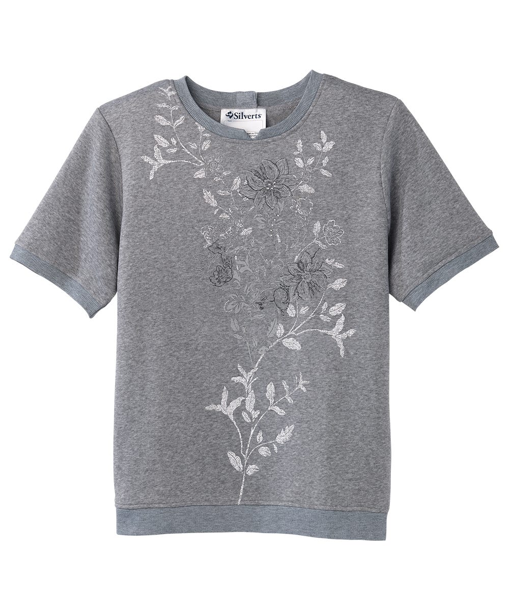 Women's Open Back Floral Fleece Top