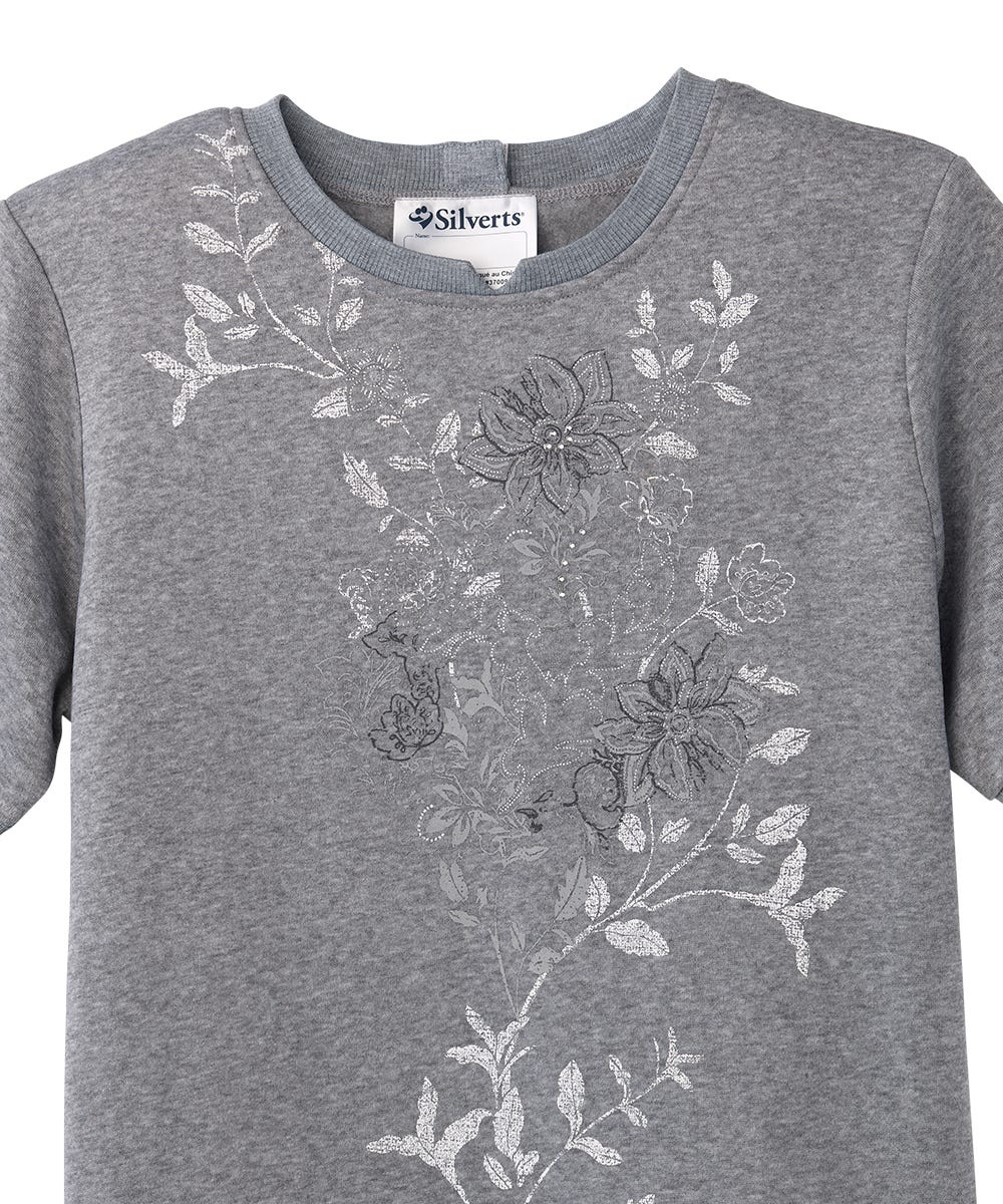 Women's Open Back Floral Fleece Top