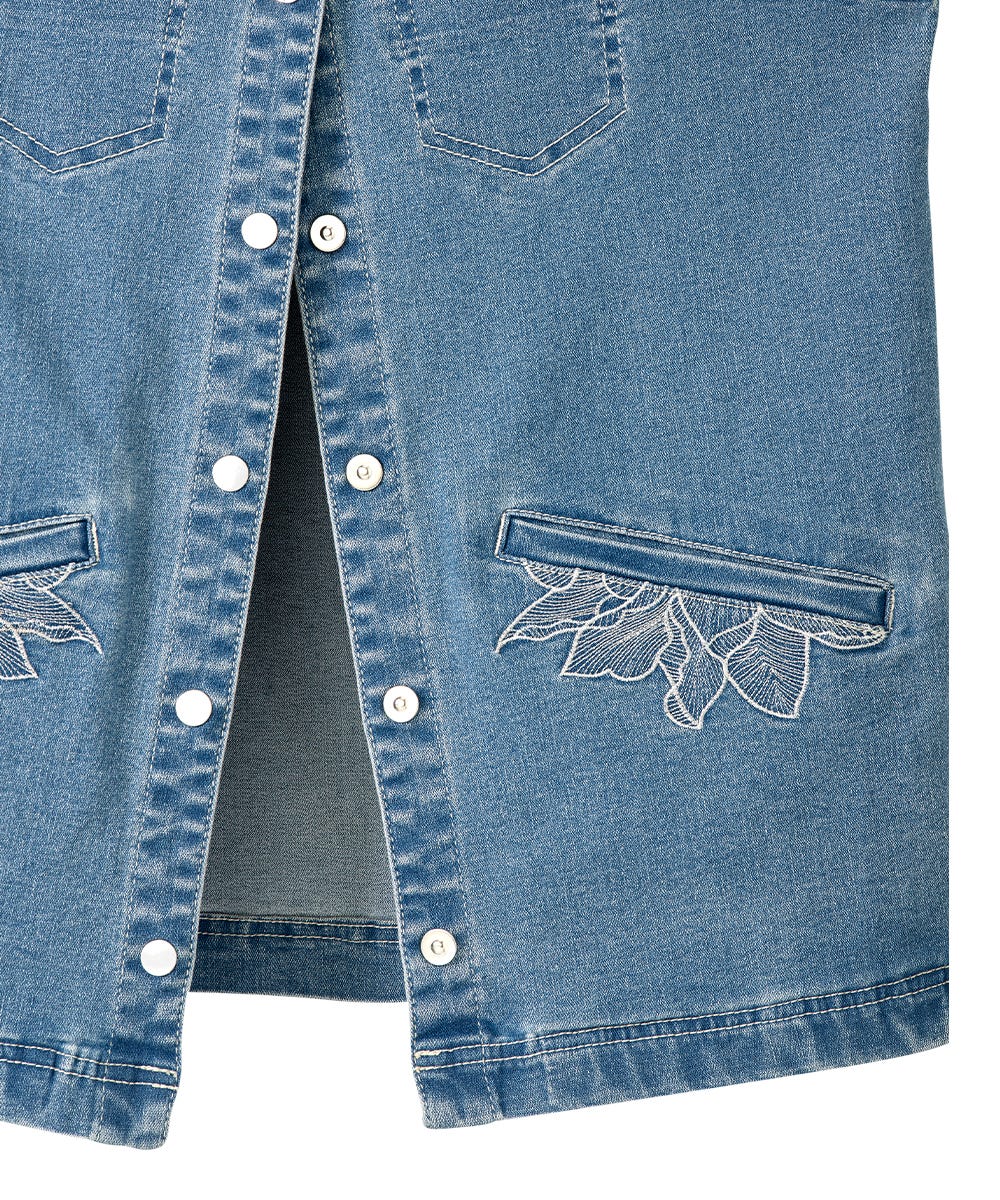 Women's Self Dressing Magnetic Closure Denim Vest