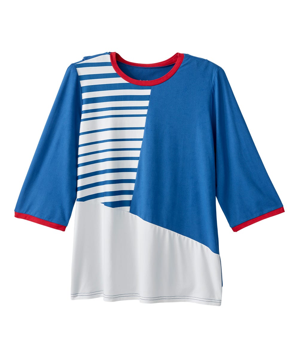 Women's Open Back Color Block Top