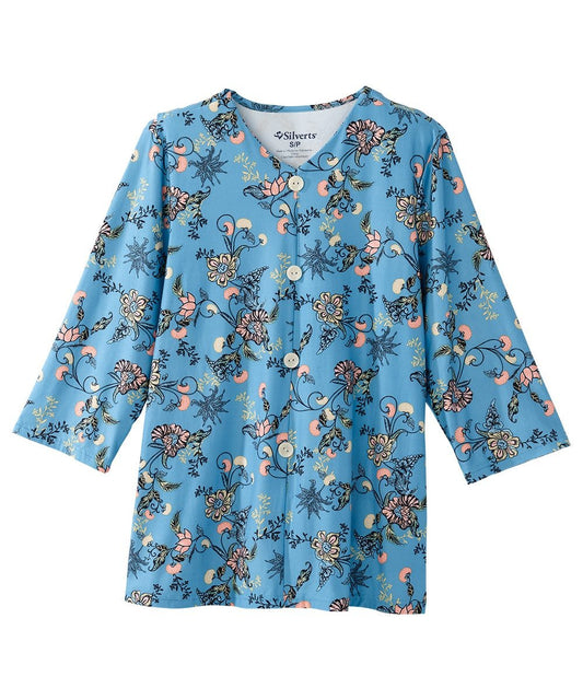 Women's Open Back Faux Button Top