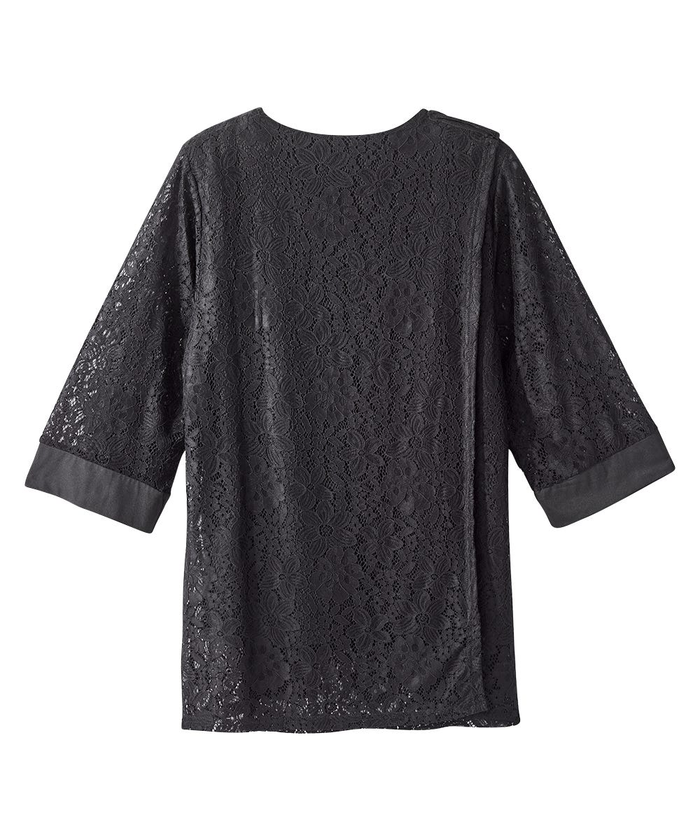 Women's Open Back Lace Blazer Twofer Top