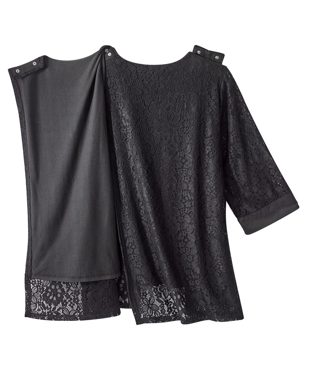 Women's Open Back Lace Blazer Twofer Top