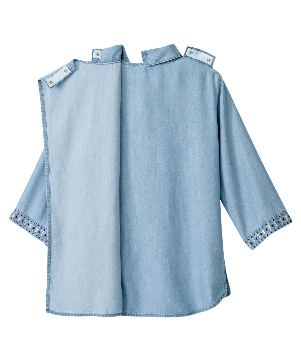 Women's Open Back 3/4 Sleeve Blouse - Clearance