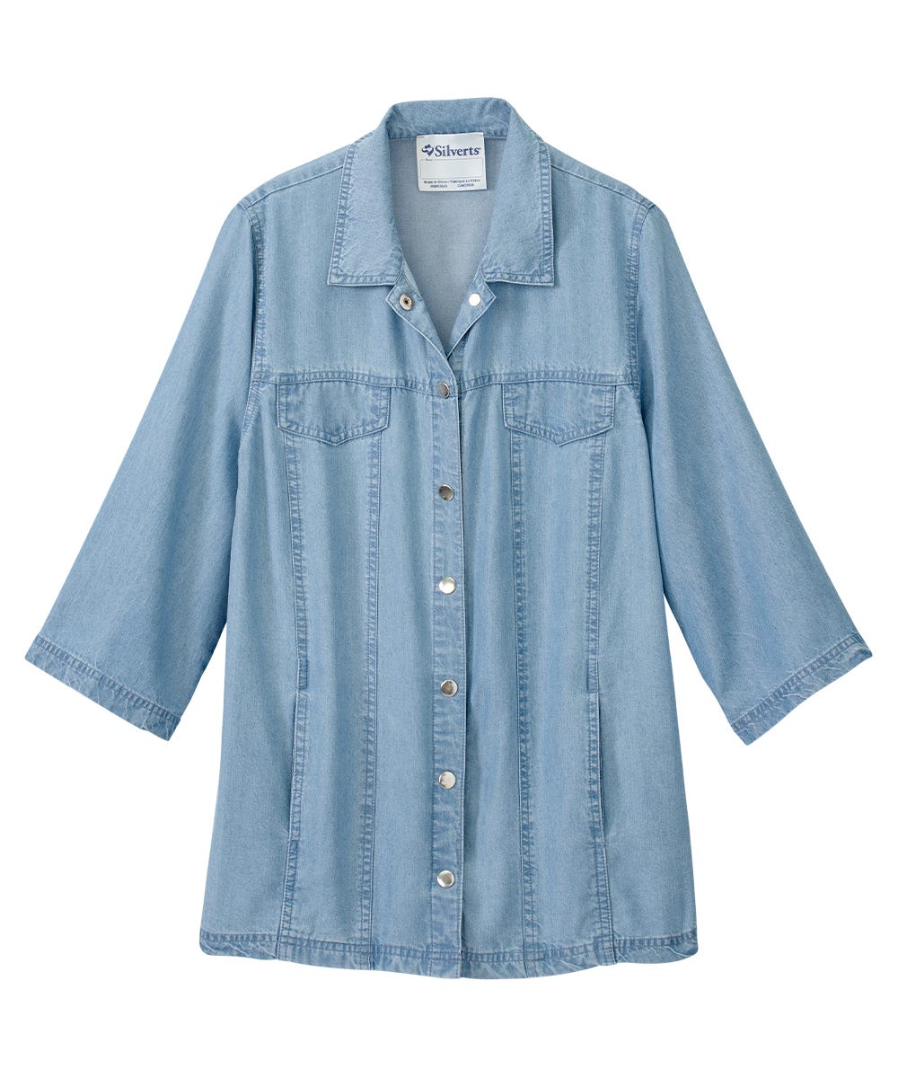 Women's Self Dressing Magnetic Closure Chambray Style Jacket