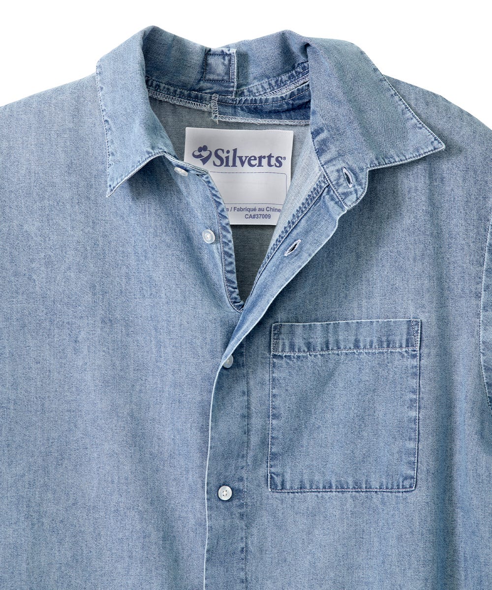 Men's Adaptive Open Back Short Sleeve Dress Shirt