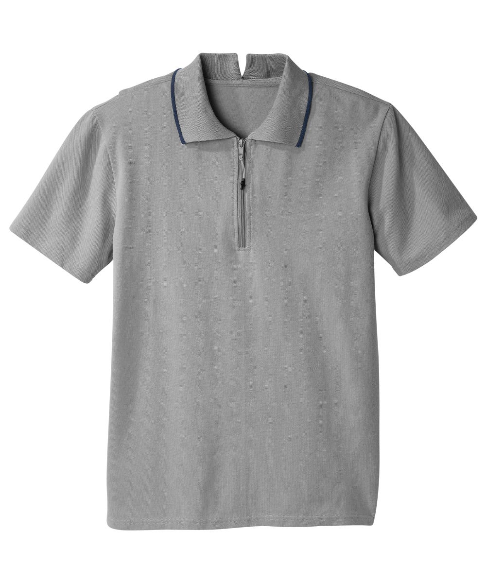 Men's Open Back Polo Shirt with Zip - Clearance