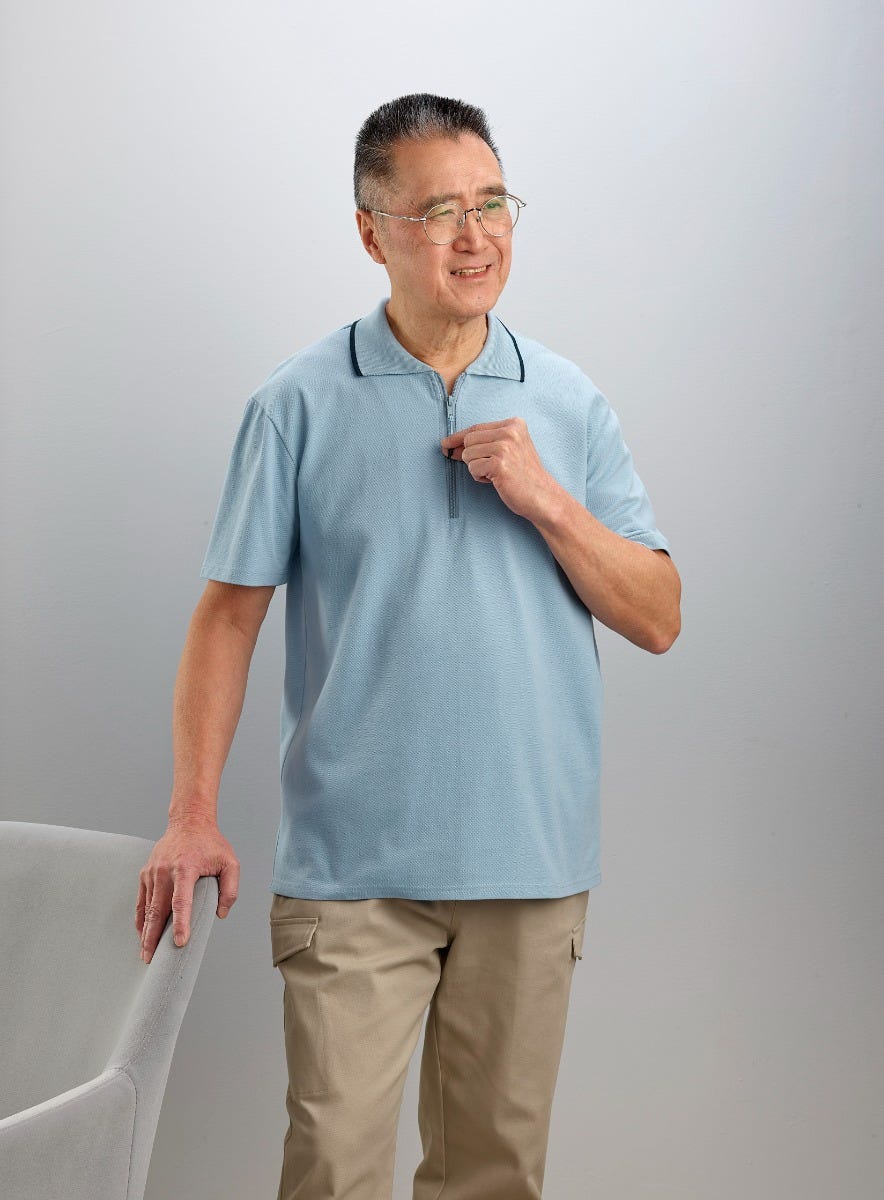 Men's Open Back Polo Shirt with Zip - Clearance
