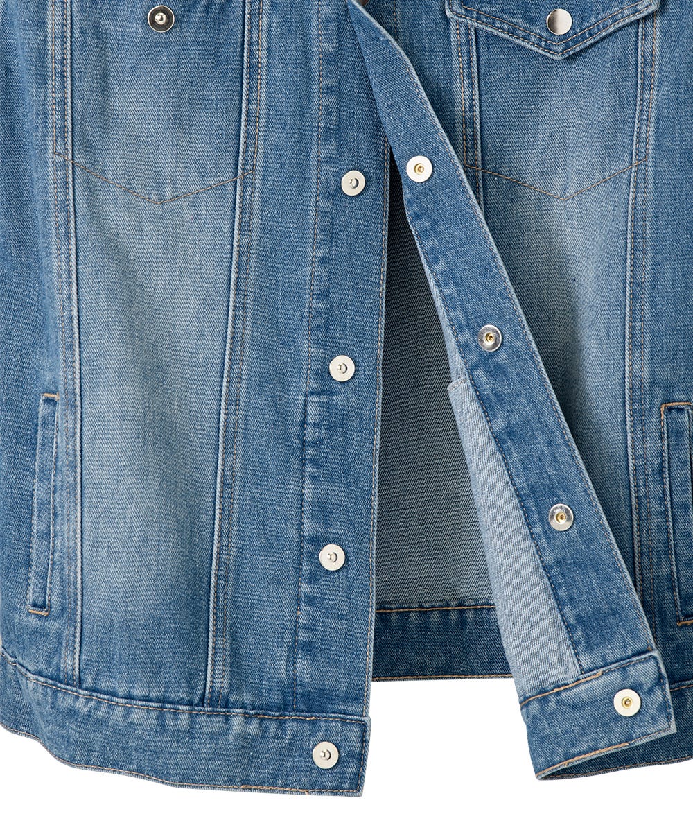 Men's Self Dressing Magnetic Closure Jean Jacket