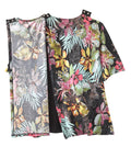 Women's Open Back Short Sleeve Twofer Top