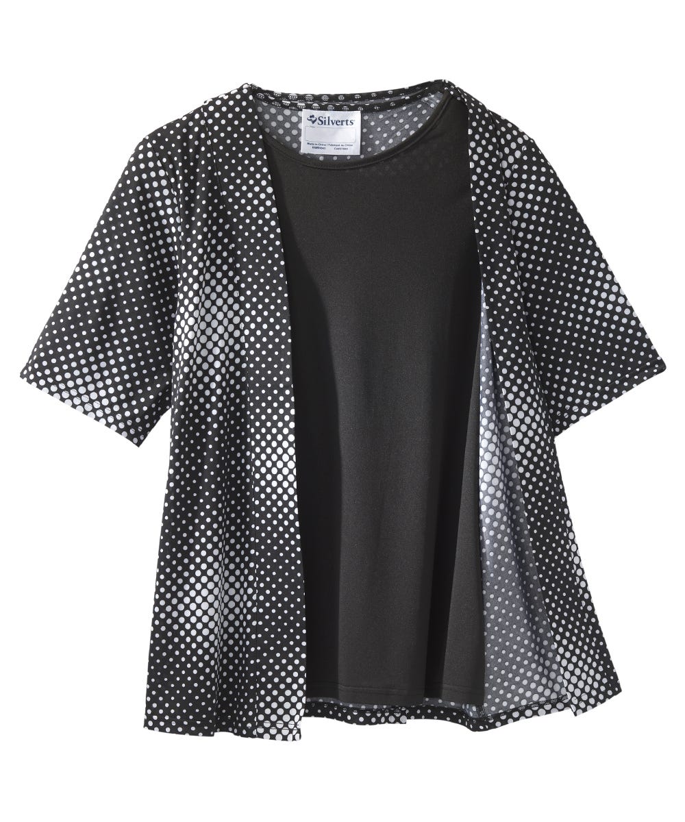 Women's Open Back Short Sleeve Twofer Top
