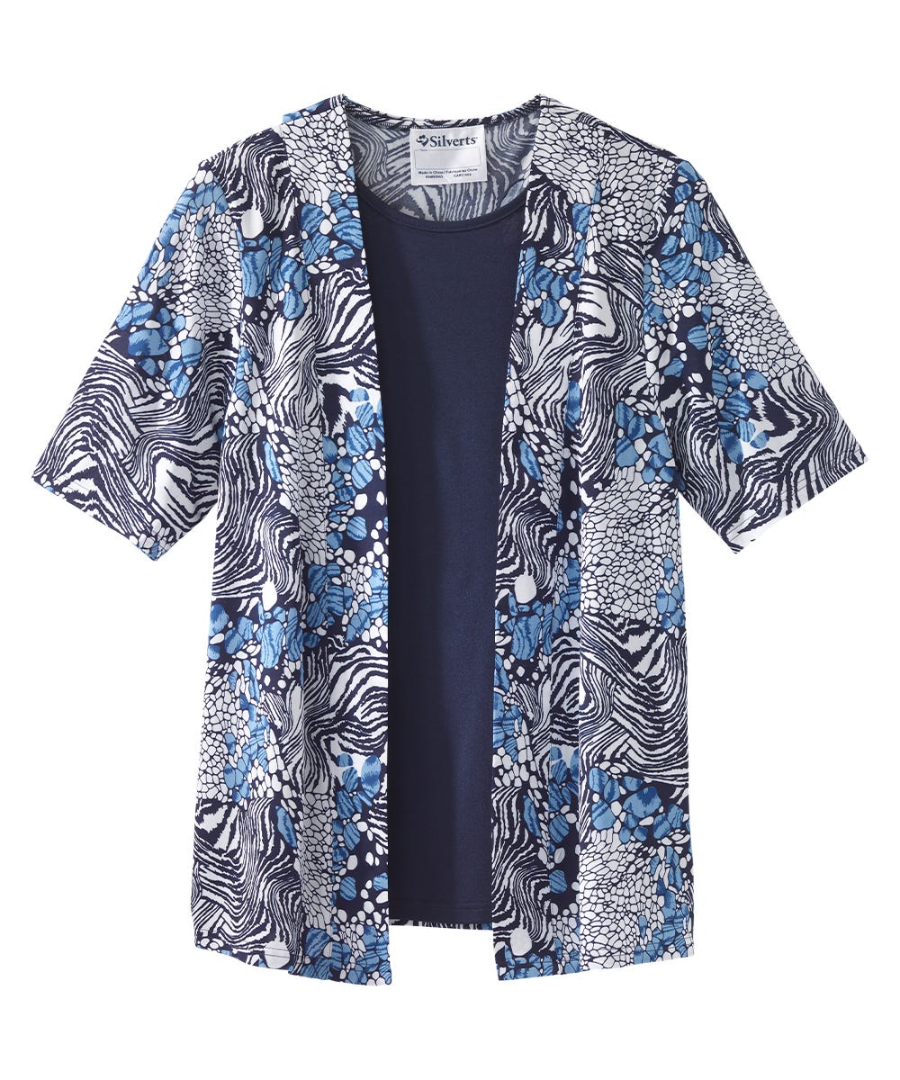 Women's Open Back Short Sleeve Twofer Top