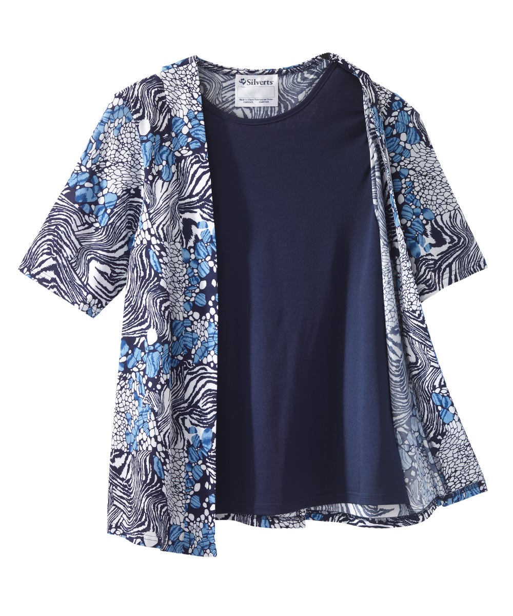 Women's Open Back Short Sleeve Twofer Top