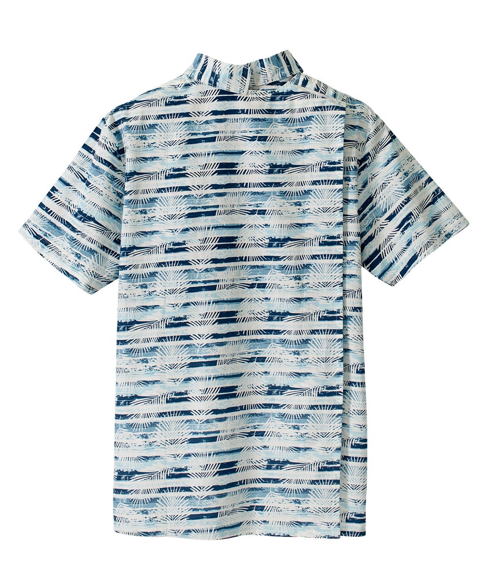 Men's Open Back Printed Short Sleeve Dress Shirt