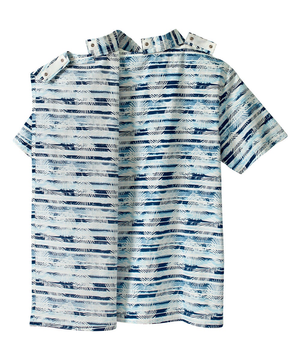 Men's Open Back Printed Short Sleeve Dress Shirt