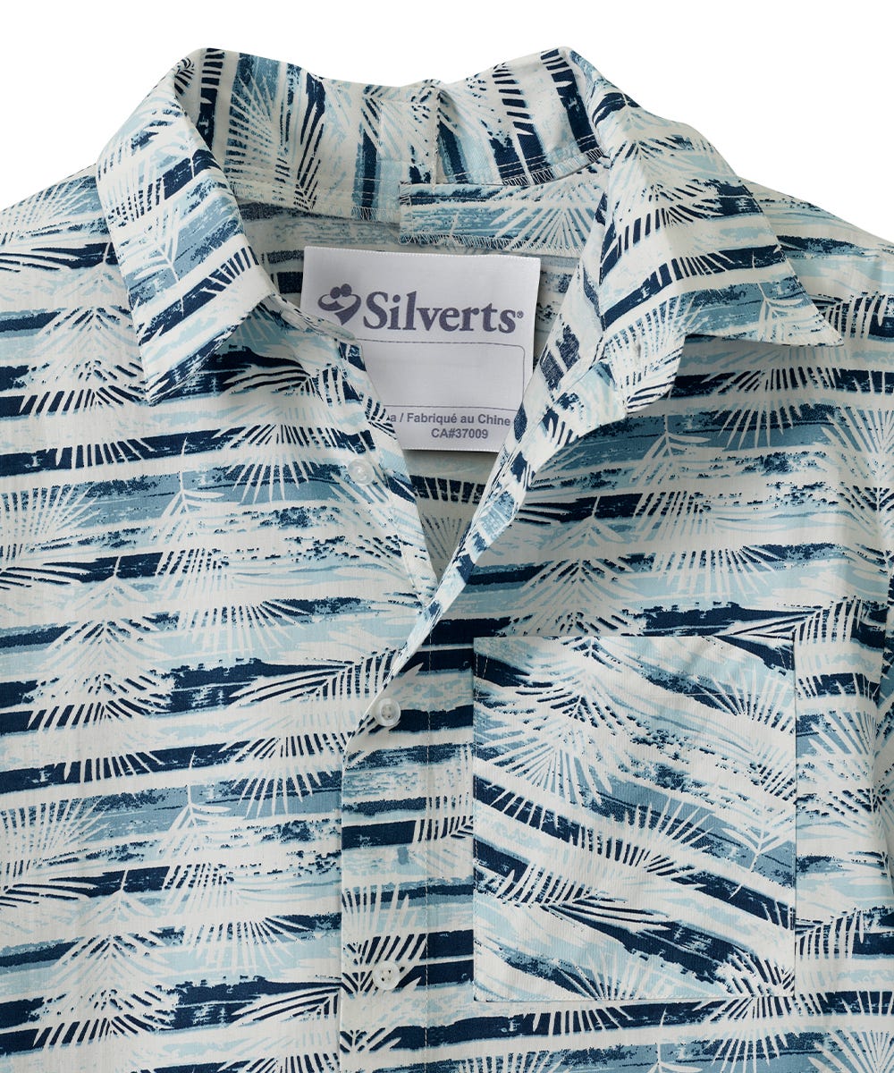 Men's Open Back Printed Short Sleeve Dress Shirt