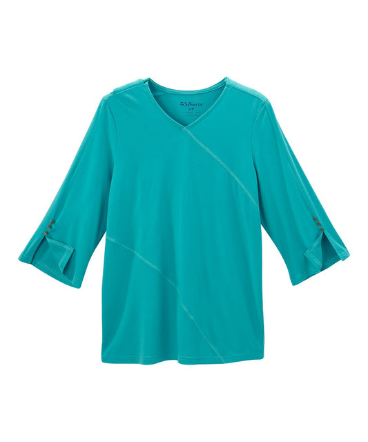 Women's Open Back Crepe V-Neck Top