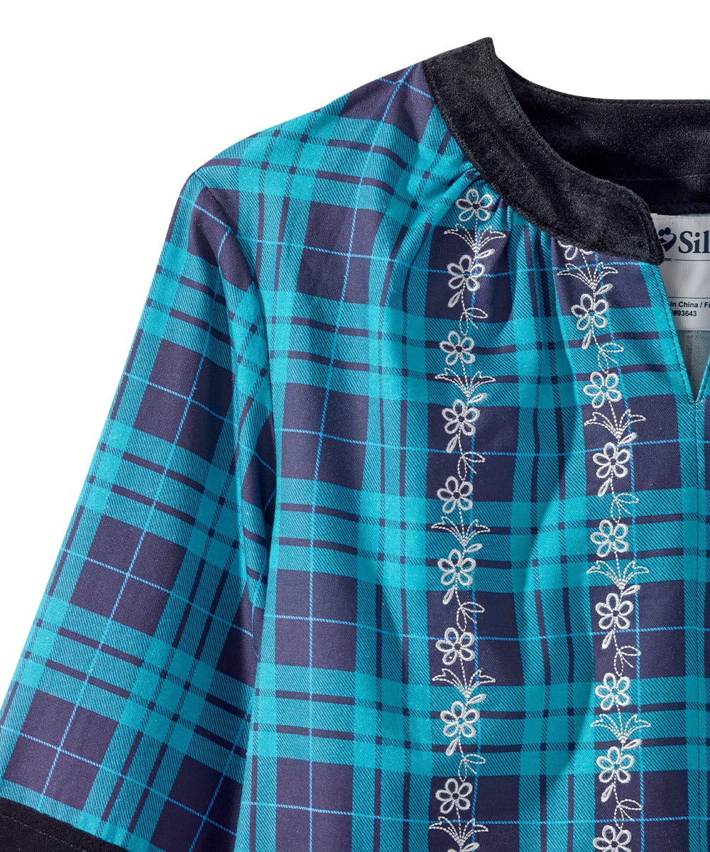 Women's Open Back Embroidered Long Sleeve Blouse