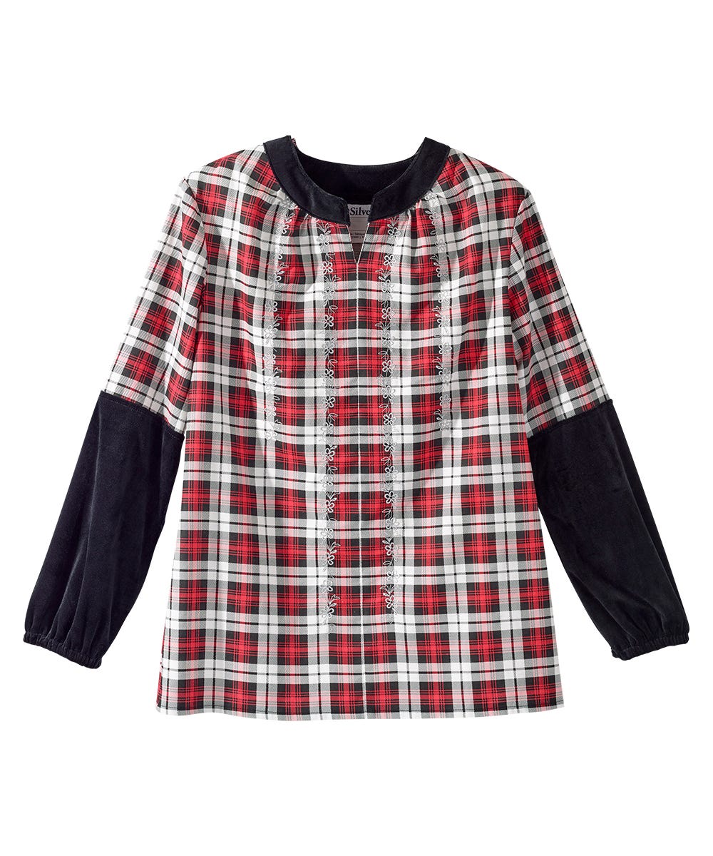 Women's Open Back Embroidered Long Sleeve Blouse
