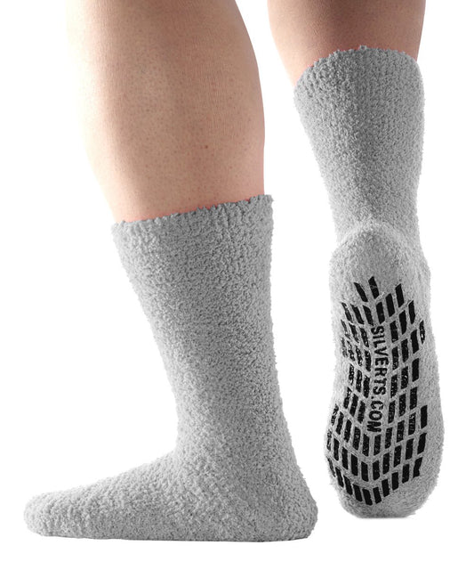 Mens / Womens Non Skid Hospital Socks - 6 Pack Slipper Socks - Silverts 2
