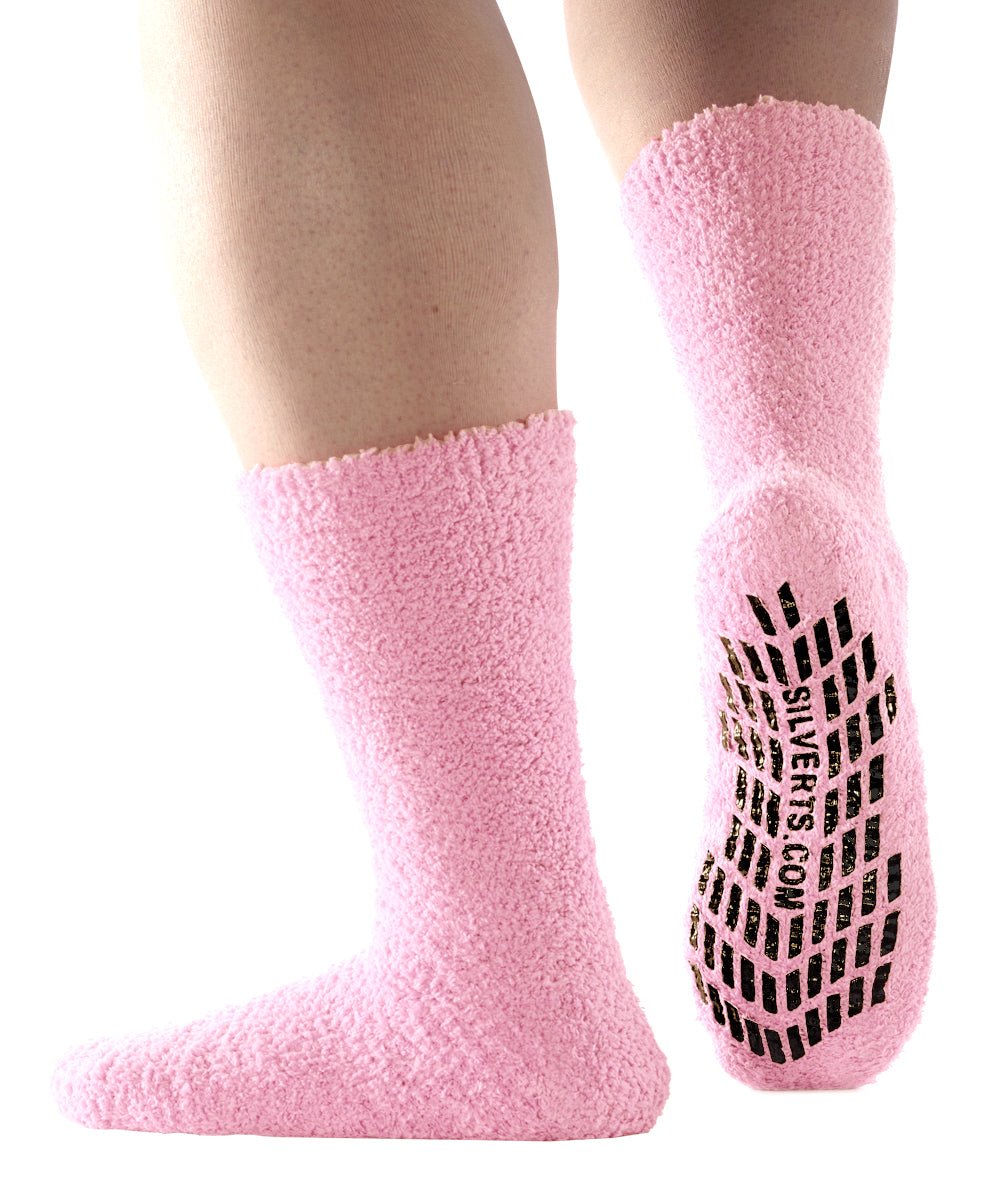 Mens / Womens Non Skid Hospital Socks - 6 Pack Slipper Socks - Silverts 6