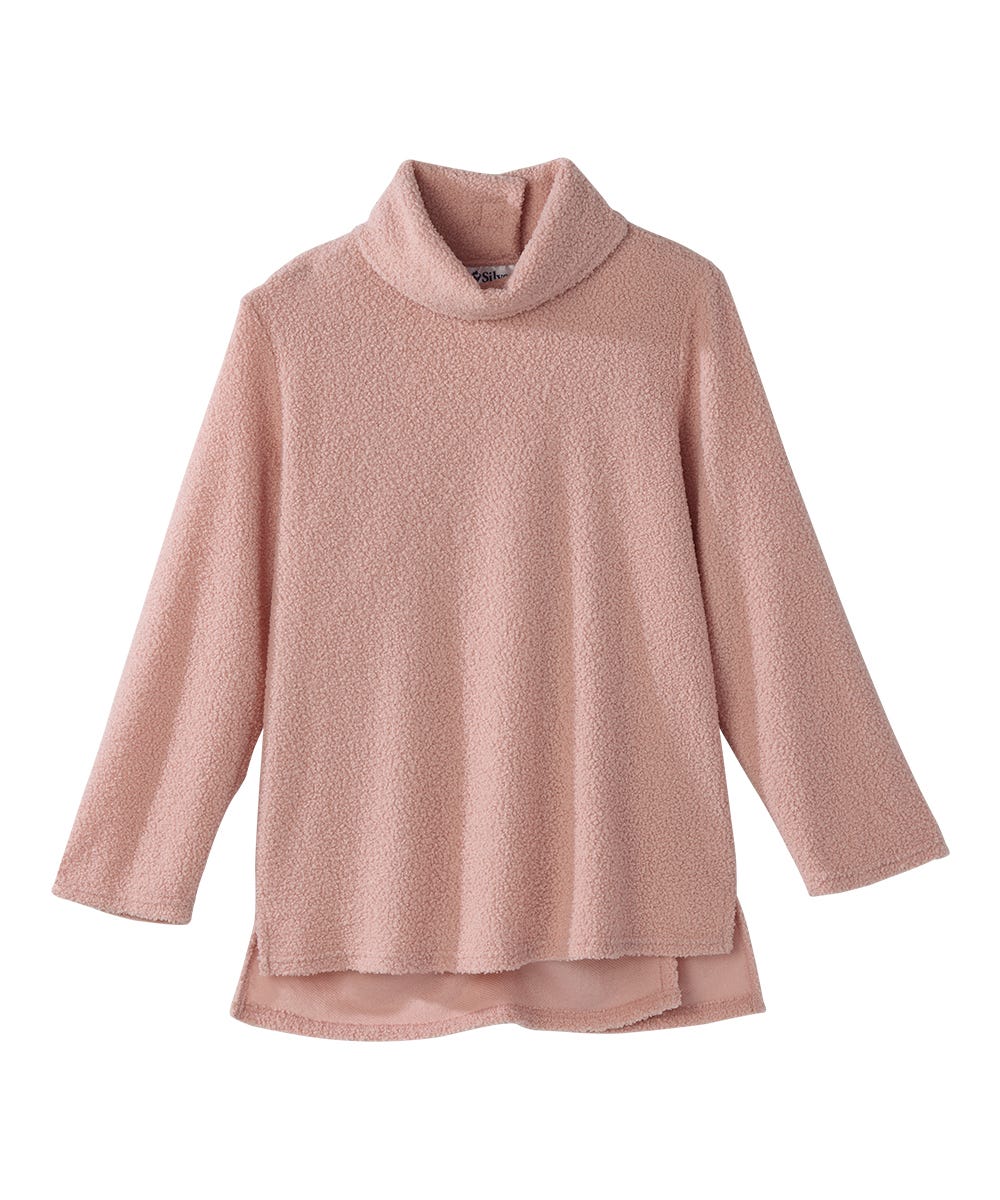 Women's Open Back Textured Turtleneck Top