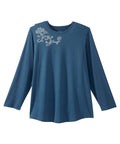 Women's Open Back Embellished Long Sleeve Top