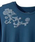 Women's Open Back Embellished Long Sleeve Top