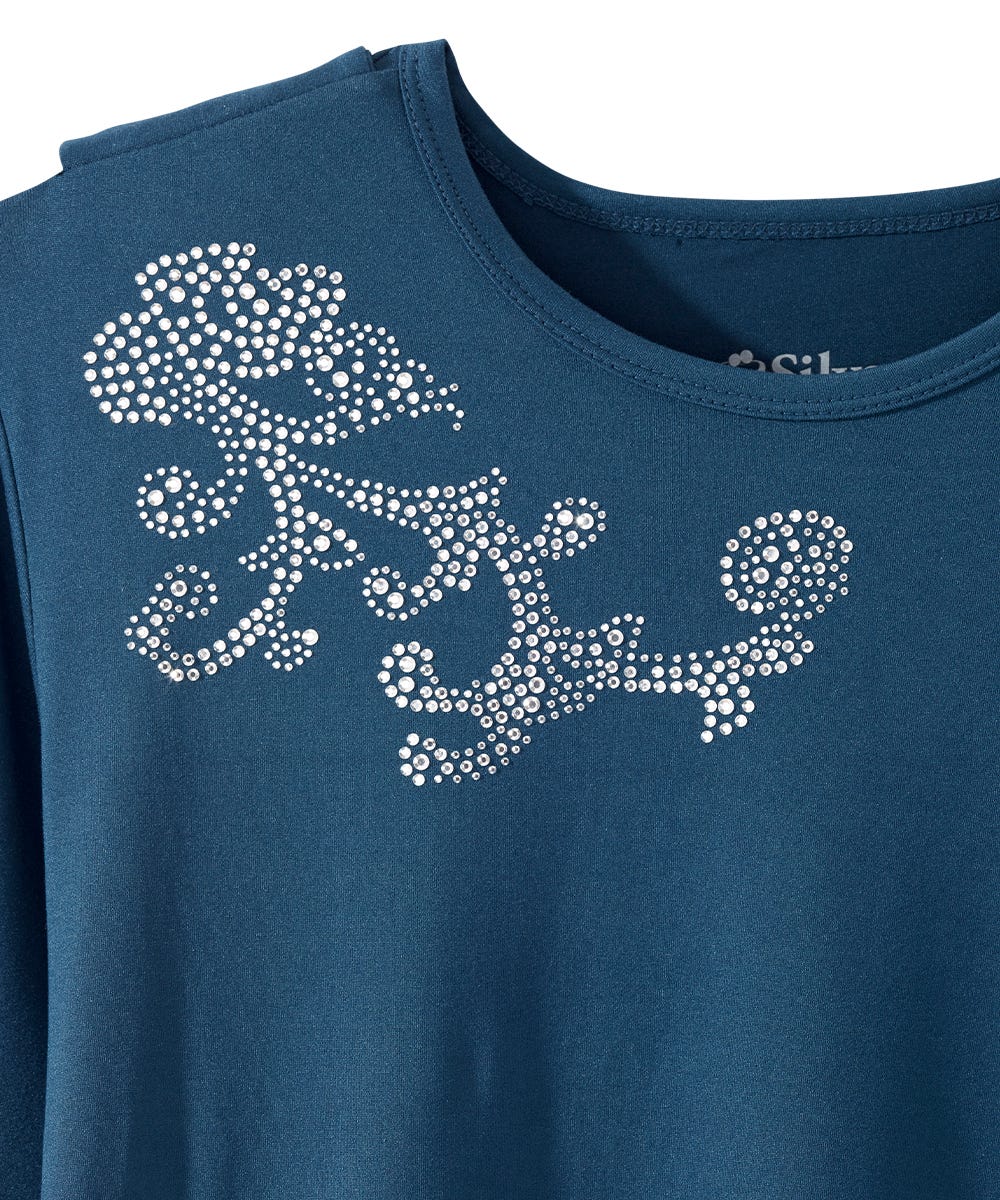 Women's Open Back Embellished Long Sleeve Top