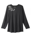 Women's Open Back Embellished Long Sleeve Top